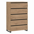 Hochkommode mit 5 Schubladen Eichefarben Spanplatte rechteckig 80 x 40 x 120 cm