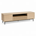 TV-Lowboard eichefarben aus Spanplatte rechteckig mit offenem Fach 180 x 40 x 55 cm