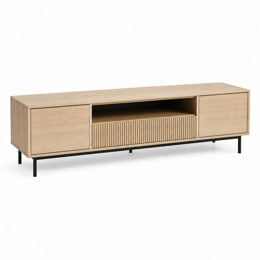 TV-Lowboard eichefarben aus Spanplatte rechteckig mit offenem Fach 180 x 40 x 55 cm