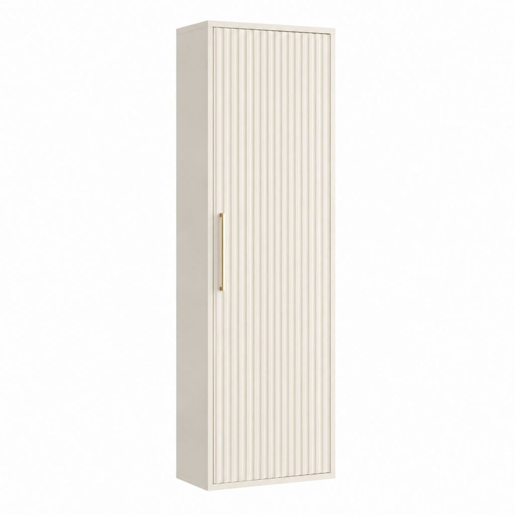 Badezimmerschrank Hochschrank Cremeweiß MDF mit Rillentür 40 x 35 x 160 cm