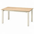 Ausziehbarer Esstisch Eiche Cremeweiß Spanplatte Stahl Rechteckig 120-160 x 80 x 75 cm