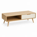 Couchtisch mit Schublade Natur Weiß Eichenfurnier Rechteckig 120 x 60 x 45 cm