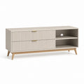 TV-Lowboard Beige MDF mit Rillenfront 140 x 40 x 60 cm