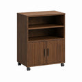 Rollbare Hochkommode dunkelbraun aus MDF und Spanplatte rechteckig 60 x 40 x 85 cm