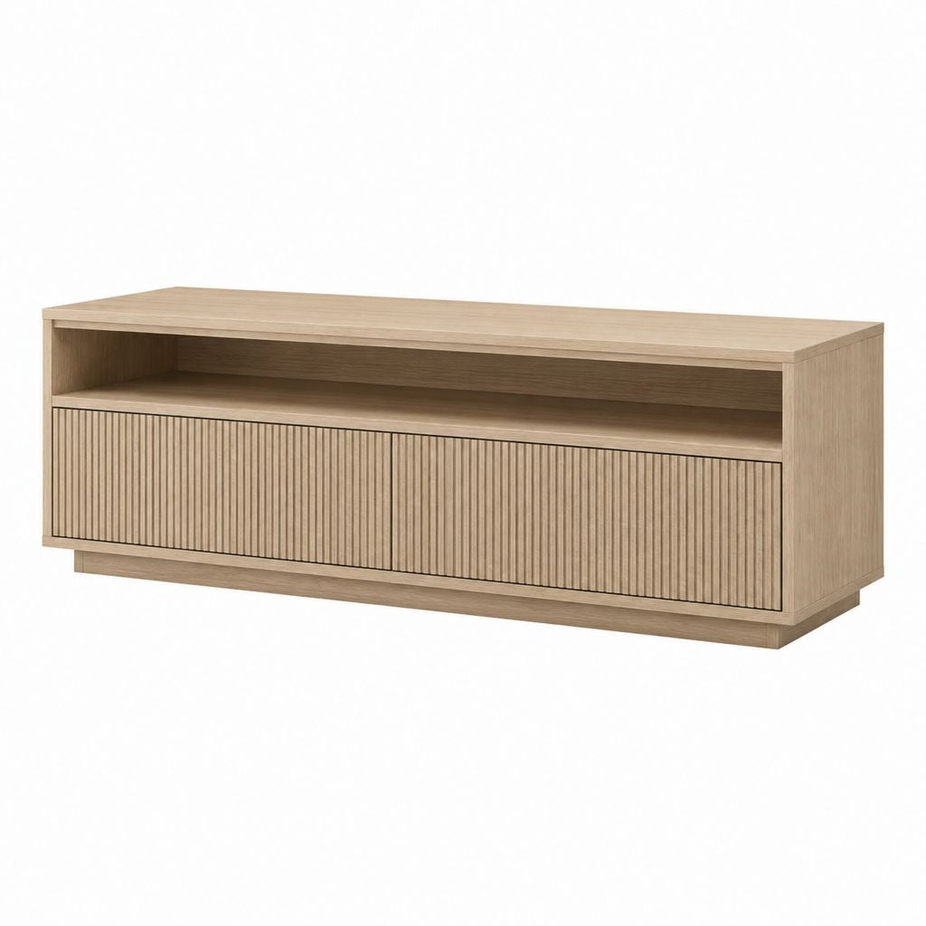 TV-Lowboard Eichenoptik MDF rechteckig mit Lamellentüren 160 x 40 x 55 cm