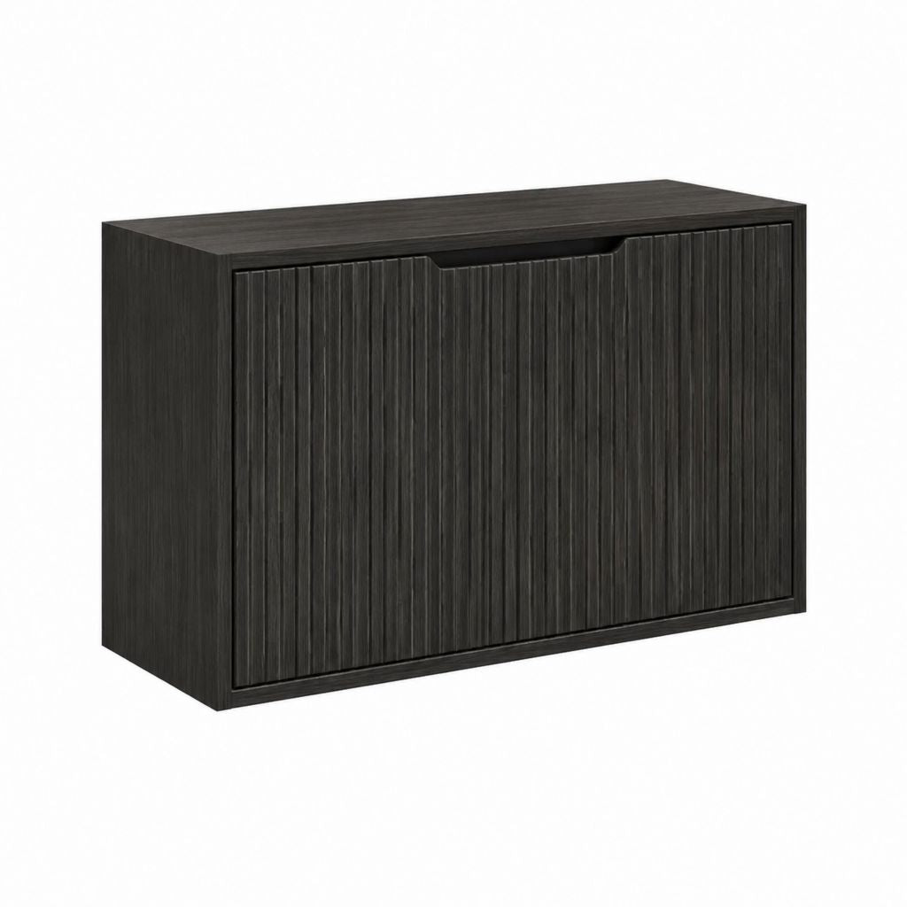 Badezimmerschrank Hängeschrank Graphitschwarz MDF rechteckig mit 2 Türen 60 x 16 x 50 cm