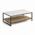 Couchtisch mit Ablage Weiß Eiche Schwarz MDF Stahl rechteckig 100 x 60 x 45 cm